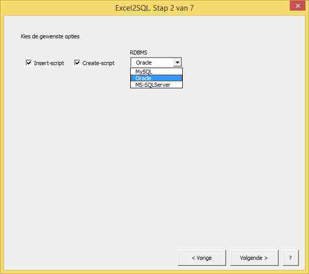De Excel2SQL wizard van HJGSoft Handigheidjes: Keuze maken