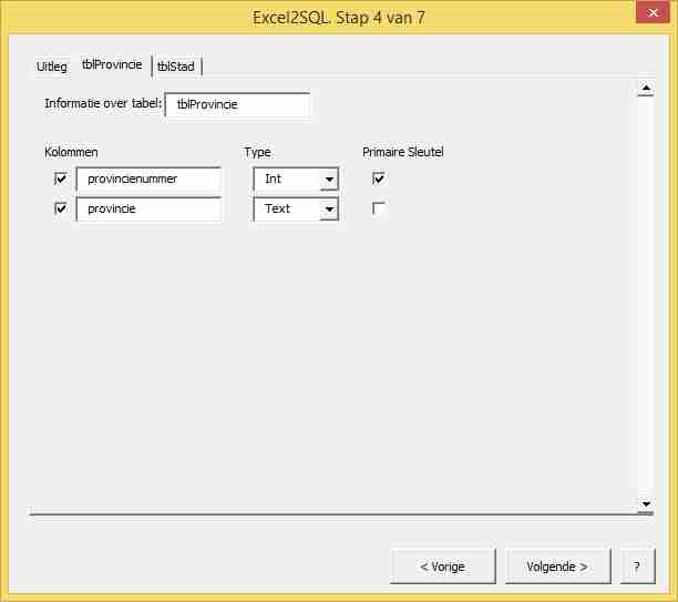 De Excel2SQL wizard van HJGSoft Handigheidjes: Tabel instellingen